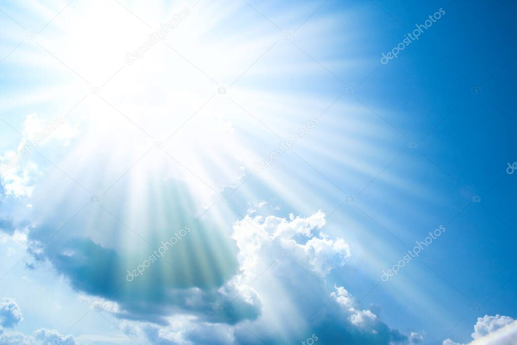 blue sky white clouds on nature summer weather background