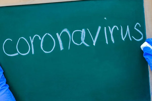 Coronavirus Salgını Salgın Viral Solunum Sendromu Kızların Ellerindeki Tabak Çin — Stok fotoğraf
