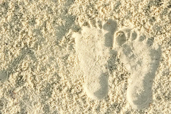 Belle Impronte Nella Sabbia Sullo Sfondo Del Mare — Foto Stock