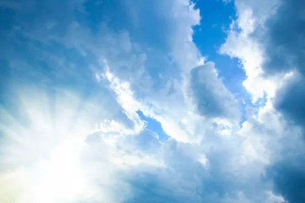 Blauer Himmel Weiße Wolken Auf Natur Sommer Wetter Hintergrund — Stockfoto