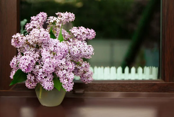 Красиві Бузкові Квіти Фон Природи Вікні — стокове фото