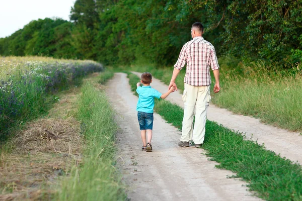 Happy Father Son Road — Stock Photo, Image