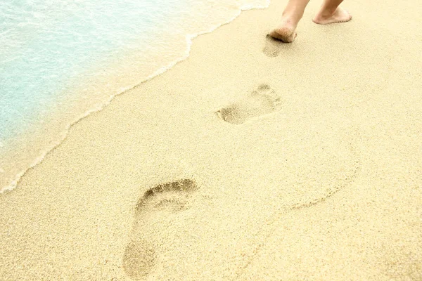 Footprints Sand Beach Summer — Stock Photo, Image