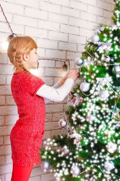 Happy Child Playing Christmas Home — Stock Photo, Image