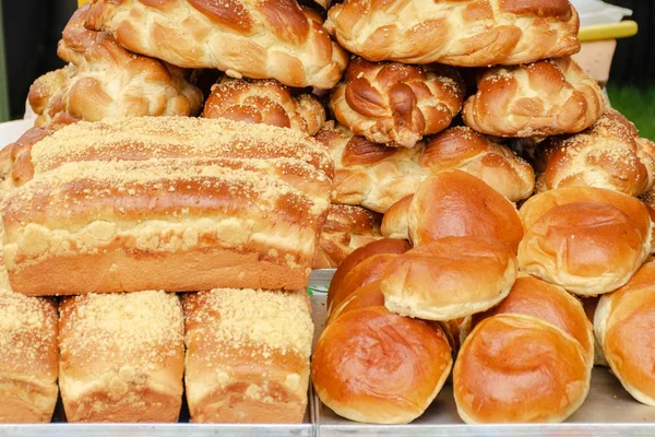 Хлібні Товари Хліб Вуличному Ринку — стокове фото