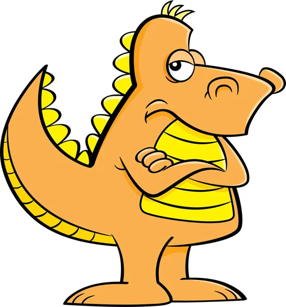 Tecknad Bild Arg Dinosaurie Med Armarna Korsade — Stock vektor