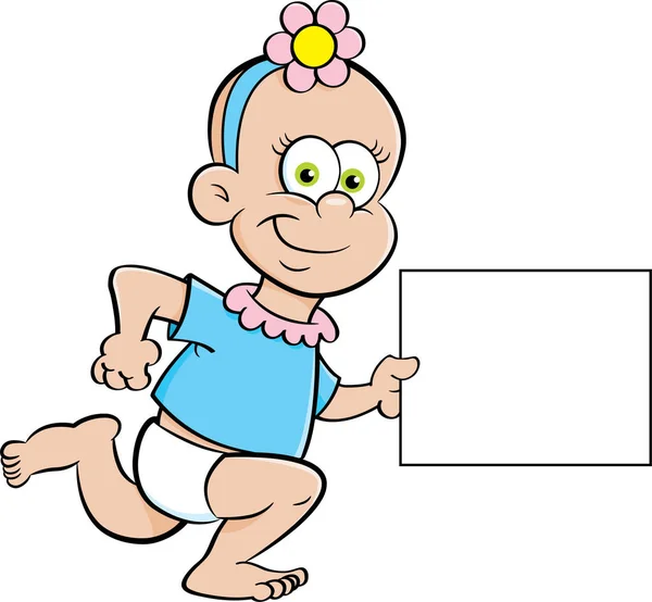 Cartoon Afbeelding Van Een Meisje Van Baby Met Een Teken — Stockvector
