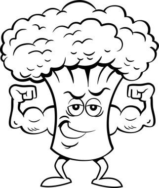 Kasların esneme bir brokoli resmi siyah ve beyaz.