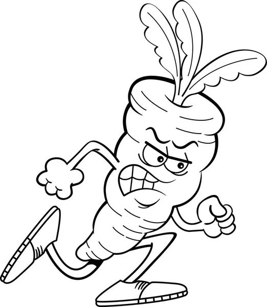 Black White Illustration Angry Carrot Running — Stock Vector