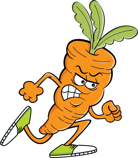 Cartoon Illustration Angry Carrot Running — Stock Vector