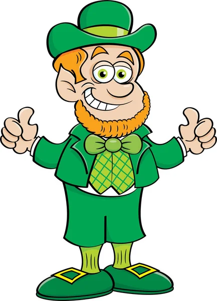 Cartoon Illustration Happy Leprechaun Giving Thumbs — Stock Vector