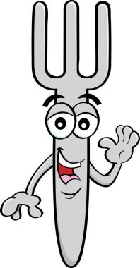 Bir gülümseyen çatal sallayarak karikatür Illustration.