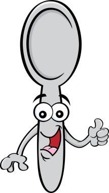 Başparmak veren gülümseyen bir kaşık Karikatür illüstrasyon.