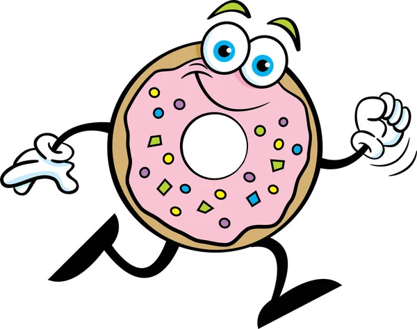 Cartoon Illustratie Van Een Gelukkige Donut Running — Stockvector