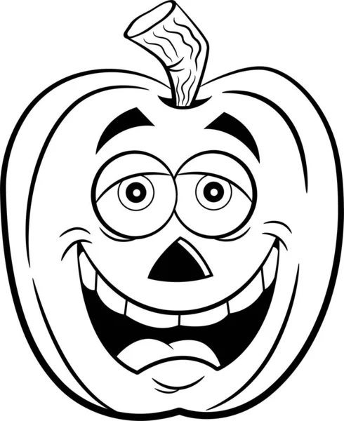 Ilustração Preto Branco Feliz Sorrindo Jack Lanterna —  Vetores de Stock