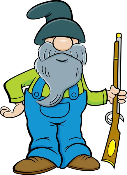 Cartoon Illustratie Van Een Man Met Een Lange Baard Houden — Stockvector
