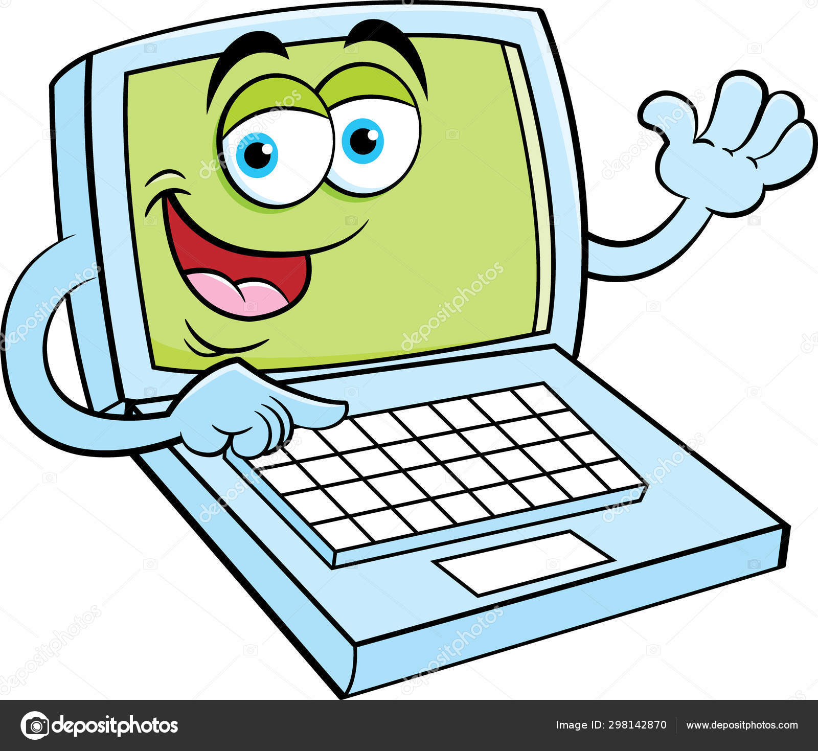 Cartoon Illustration Happy Laptop Computer Waving Stock Vector Image by ©kenbenner #298142870 Cartoon Illustration Happy Laptop Computer Waving Stock Vector Image by ©kenbenner #298142870