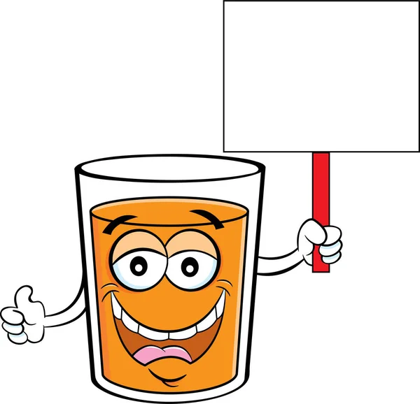 Cartoon Illustration Eines Glases Fröhlichen Orangensafts Mit Einem Schild — Stockvektor