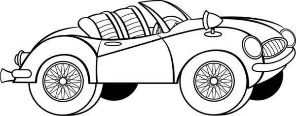 Svart Och Vit Illustration Cabriolet Sportbil — Stock vektor