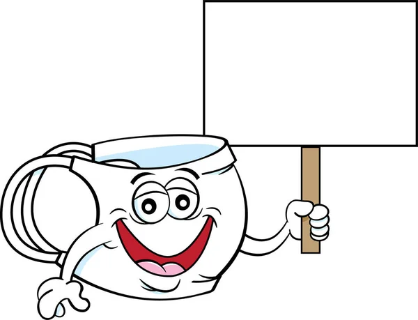 医療用マスクの漫画イラストが笑顔で看板を掲げている — ストックベクタ