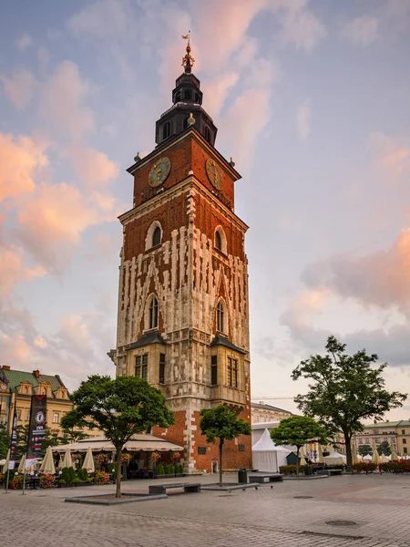 Krakow Polonya Ağustos 2018 Polonya Nın Ana Meydanındaki Belediye Binası — Stok fotoğraf