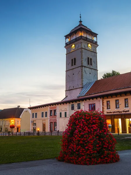 Roznava Slovakien Augusti 2018 Vakttornet Stora Torget Roznava Slovakien — Stockfoto