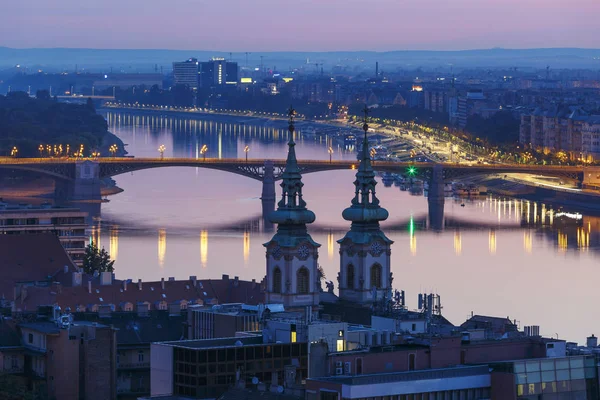 Pohled Řeky Dunaje Centru Města Budapešť Rybářské Bašty — Stock fotografie