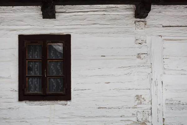 Sklene Köyü Kuzey Slovakya Geleneksel Bir Evde Pencere — Stok fotoğraf