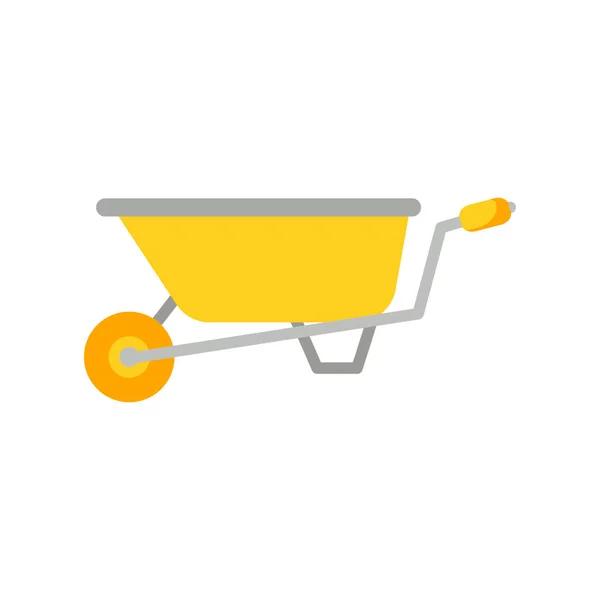 Wheelbarrow vector icon isolated on white background. Garden tool in cartoon style — Stock Vector