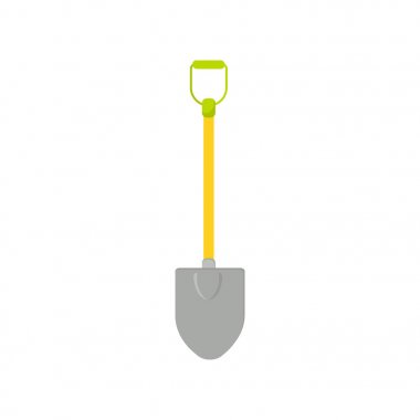 Beyaz arka planda izole kürek vektör simgesi. Karikatür tarzında Bahçe aracı