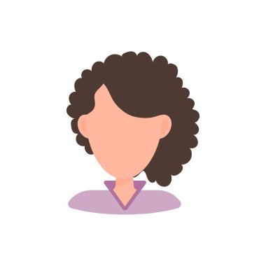 Kadın kullanıcı avatar profil resim simgesi. Beyaz arka plan üzerinde düz tasarım insanlar karakteri yalıtılmış vektör illüstrasyon