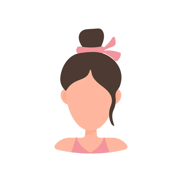 女性ユーザーのアバタープロフィール画像アイコン。白い背景に人物をフラットデザインで隔離ベクトルイラスト。ヘアパンを持つ女性 — ストックベクタ