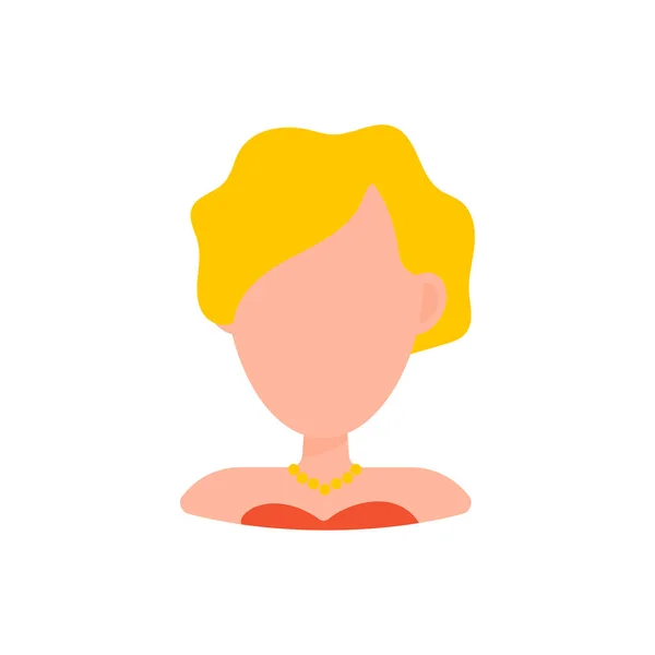 Femme utilisateur avatar profil image icône. Illustration vectorielle isolée en design plat personnages sur fond blanc. Femme blonde — Image vectorielle