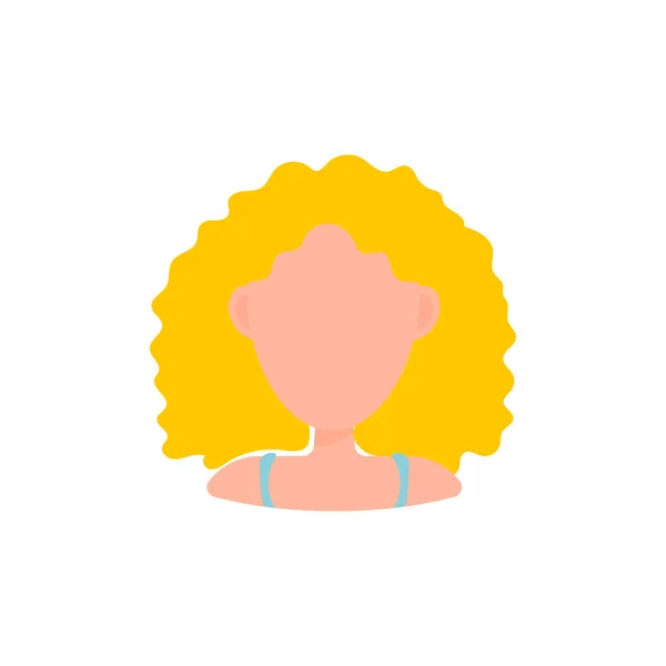 여성 사용자 아바타 프로필 사진 아이콘입니다. 흰색 배경에 평면 디자인 사람 문자에 격리 된 벡터 그림입니다. 금발의 여자 — 스톡 벡터