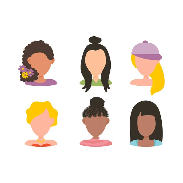 Ensemble d'icônes de profil avatar utilisateur, y compris féminin. Illustration vectorielle dans des personnages de design plat . — Image vectorielle