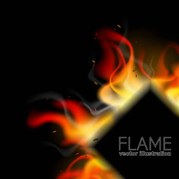 Realistischer Brandhintergrund in Raute. Flame Burn Design für Banner, Plakate, Massagen, Ankündigungen. Vektorillustration — Stockvektor