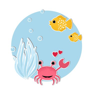 Balıklar ile sualtı afiş,