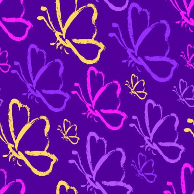 Proton mor renklerde dikişsiz el çizmek kelebekler
