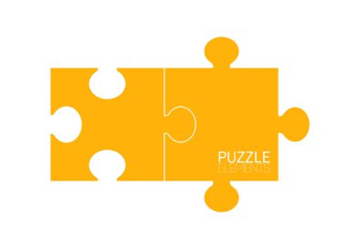 Bulmaca elemanları. Yapboz 2 adet, düşünme oyunu detay çerçeve tasarımı. İş metafor veya bulmacalar oyun meydan vektör illüstrasyon monte