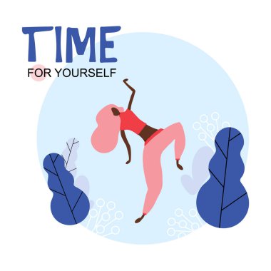 Bahçede dans eden kız. Kendiniz için zaman.