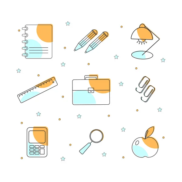 Set with school objects — Stock Vector
