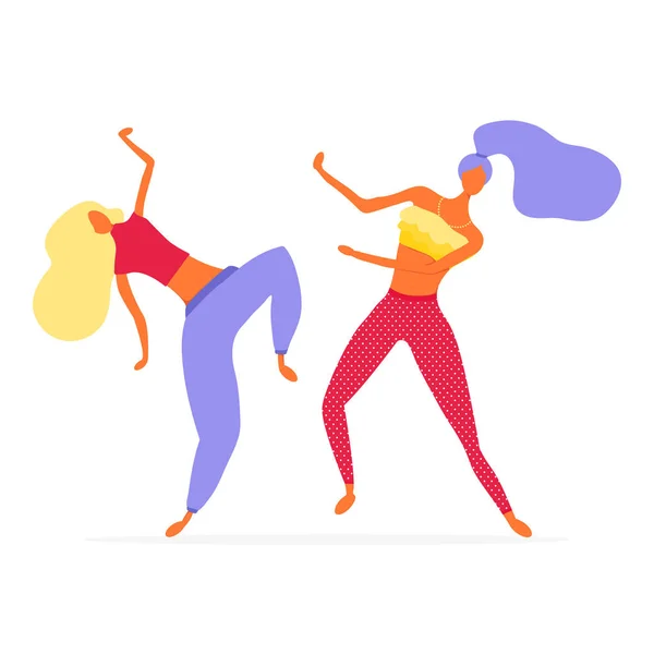 Women character dancing in a modern flat style — Stock Vector