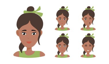 Farklı yüz ifadeleri ile güzel kadın portre