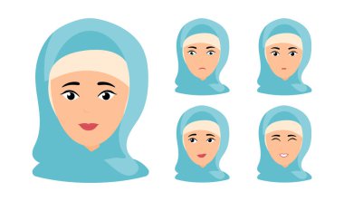 Farklı yüz ifadeleri ile güzel kadın portre