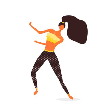 Modern düz tarzda dans eden kadın karakter.