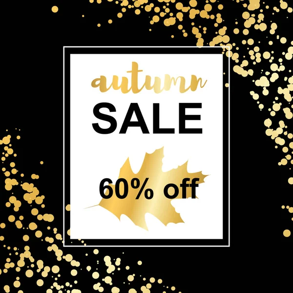 Carte de vente d'automne en or sur fond confetti — Image vectorielle