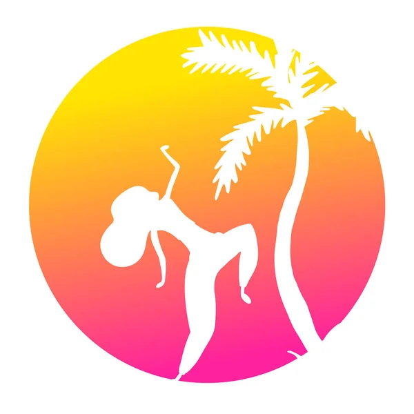 Sommar affisch med Girl Silhouette och Palm — Stock vektor
