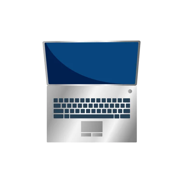 Ikona laptopa ze srebrnym gradientem. Element IT — Wektor stockowy