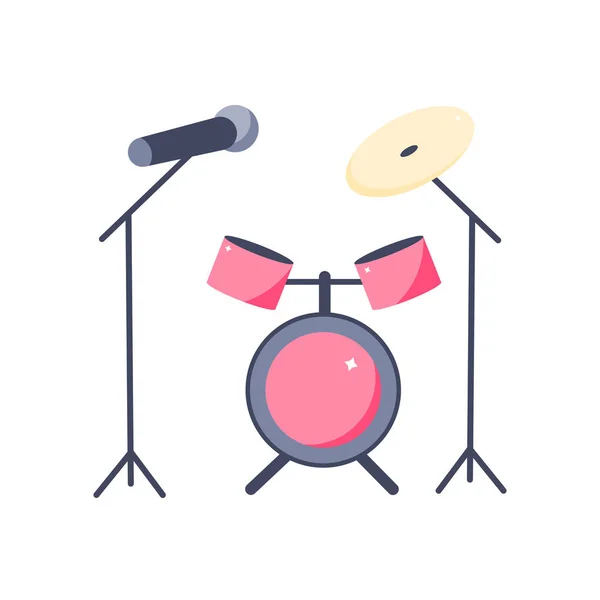 Drum en microfoon in cartoon stijl — Stockvector