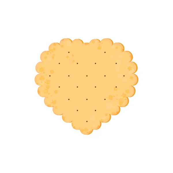 Illustration vectorielle. Cracker santé. Biscuit isolé : coeur. Ico — Image vectorielle